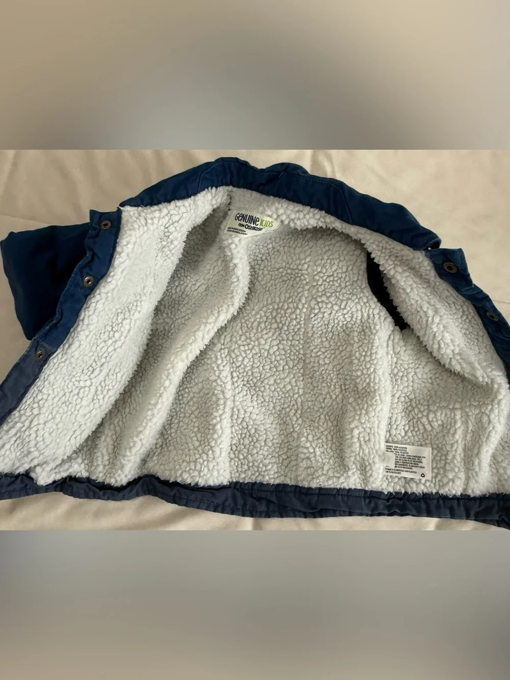 OshKosh B'gosh 12M-18M Bundle Denim Overalls Shortalls Sherpa Jacket Lot of 3